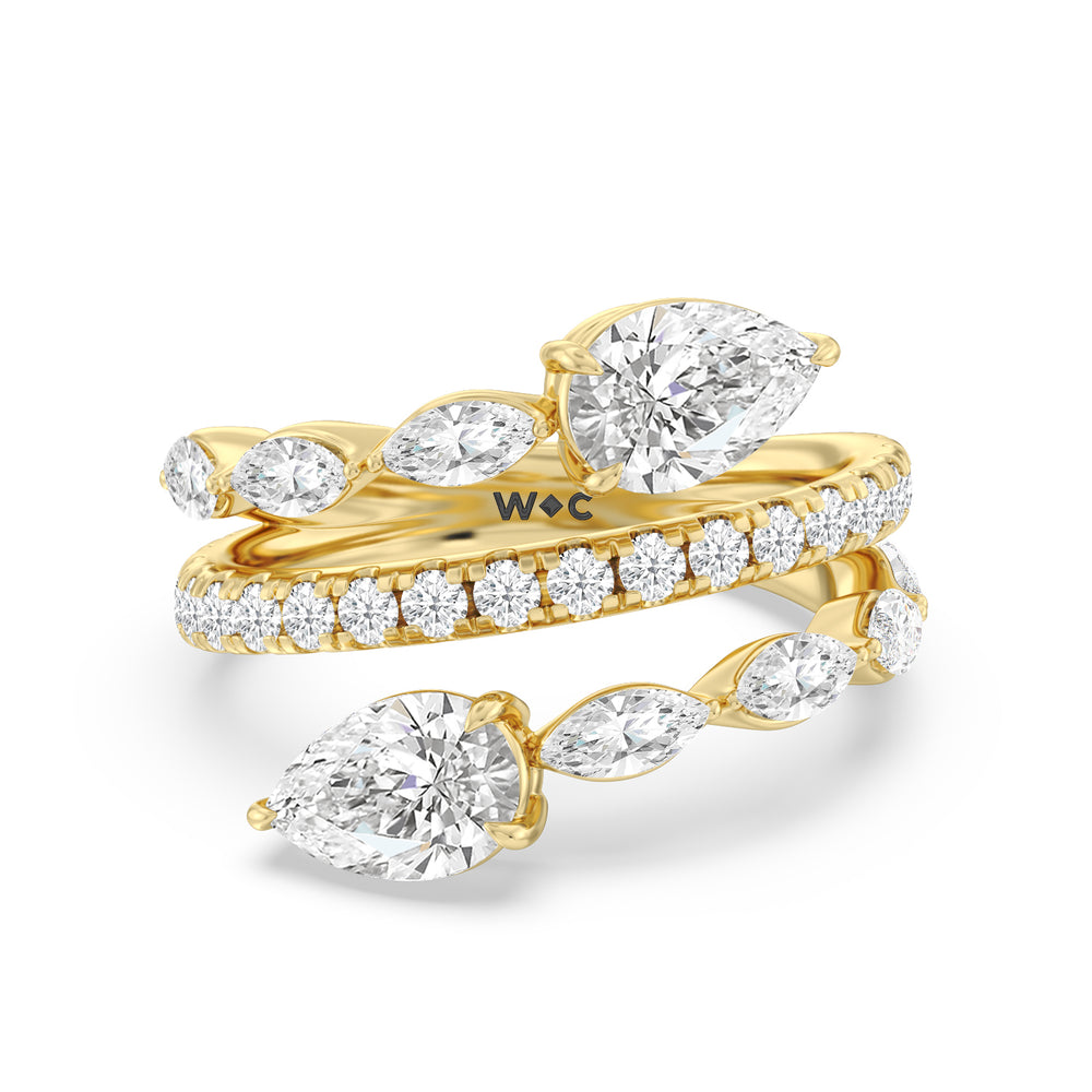Toi Et Moi Three Row Fashion Ring with 14KT Yellow Gold / Lab / 3 1/2 Cut Diamond in 14KT Yellow Gold / Lab / 3 1/2 view 1

