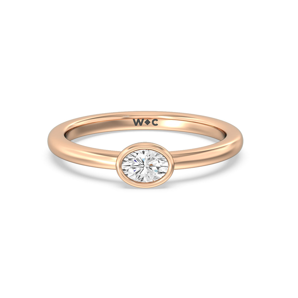 Oval Bezel Stackable Ring with 14KT Rose Gold / Lab / 1/3 Cut Diamond in 14KT Rose Gold / Lab / 1/3 view 1
