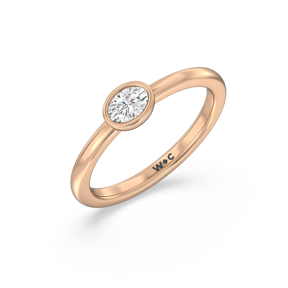 Oval Bezel Stackable Ring with 14KT Rose Gold / Lab / 1/3 Cut Diamond in 14KT Rose Gold / Lab / 1/3 view 3
