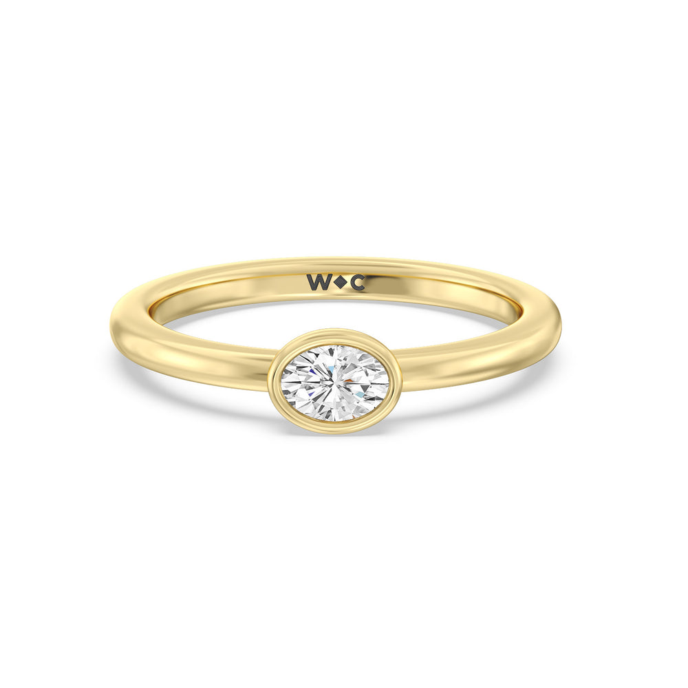 Oval Bezel Stackable Ring with 14KT Yellow Gold / Lab / 1/3 Cut Diamond in 14KT Yellow Gold / Lab / 1/3 view 1
