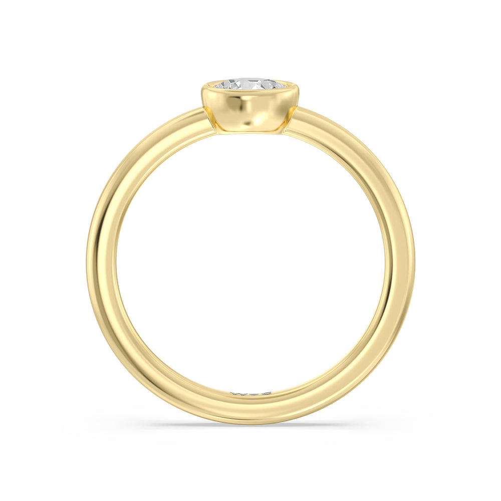 Oval Bezel Stackable Ring with 14KT Yellow Gold / Lab / 1/3 Cut Diamond in 14KT Yellow Gold / Lab / 1/3 view 2
