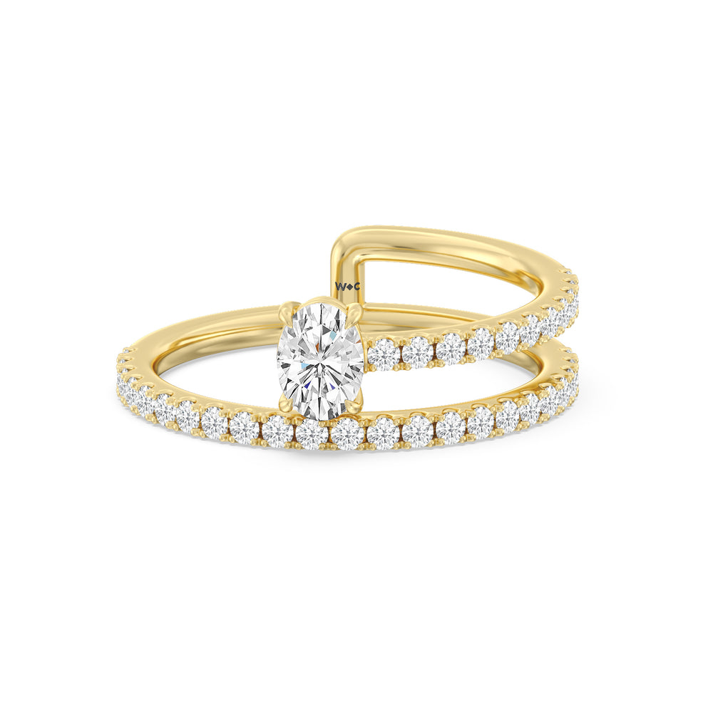 One and A Moiety Diamond Fashion Ring with  Cut Diamond in 14KT  view 4
