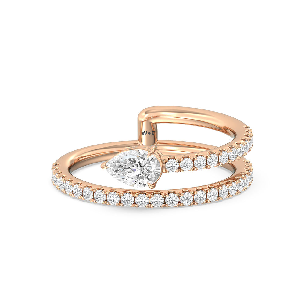 Tier and A Half Pear Ring with 14KT Rose Gold / Lab / 3/4 Cut Diamond in 14KT Rose Gold / Lab / 3/4 view 1
