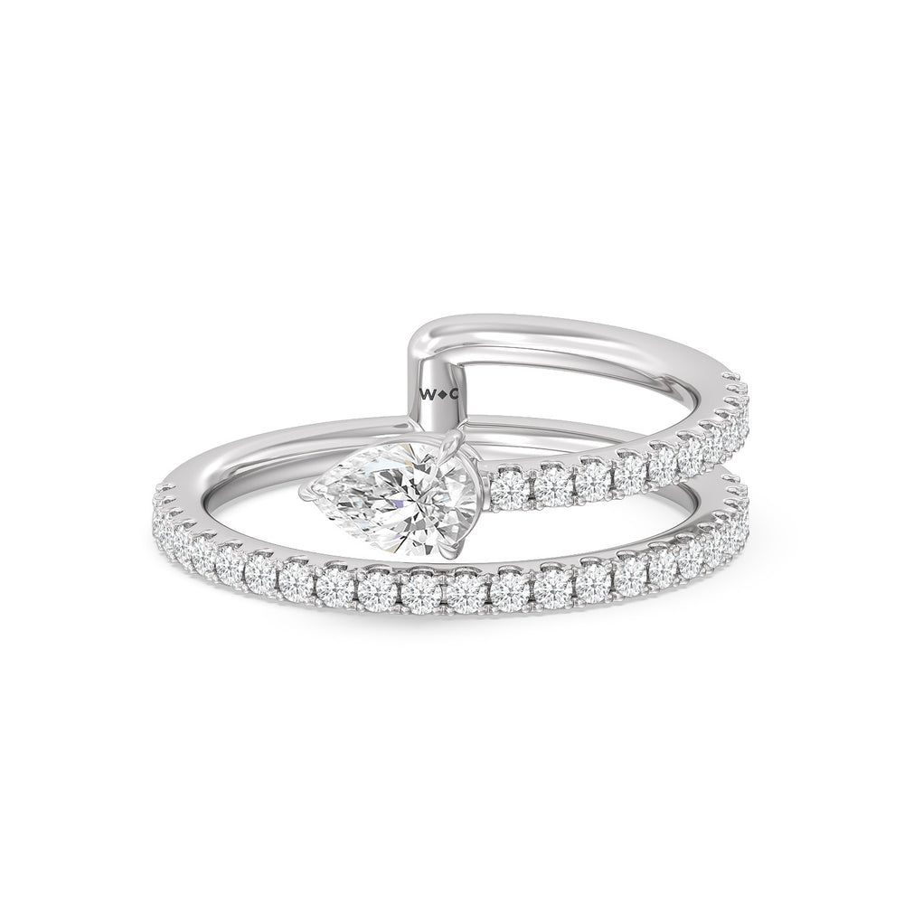 Tier and A Half Pear Ring with 14KT White Gold / Lab / 3/4 Cut Diamond in 14KT White Gold / Lab / 3/4 view 1
