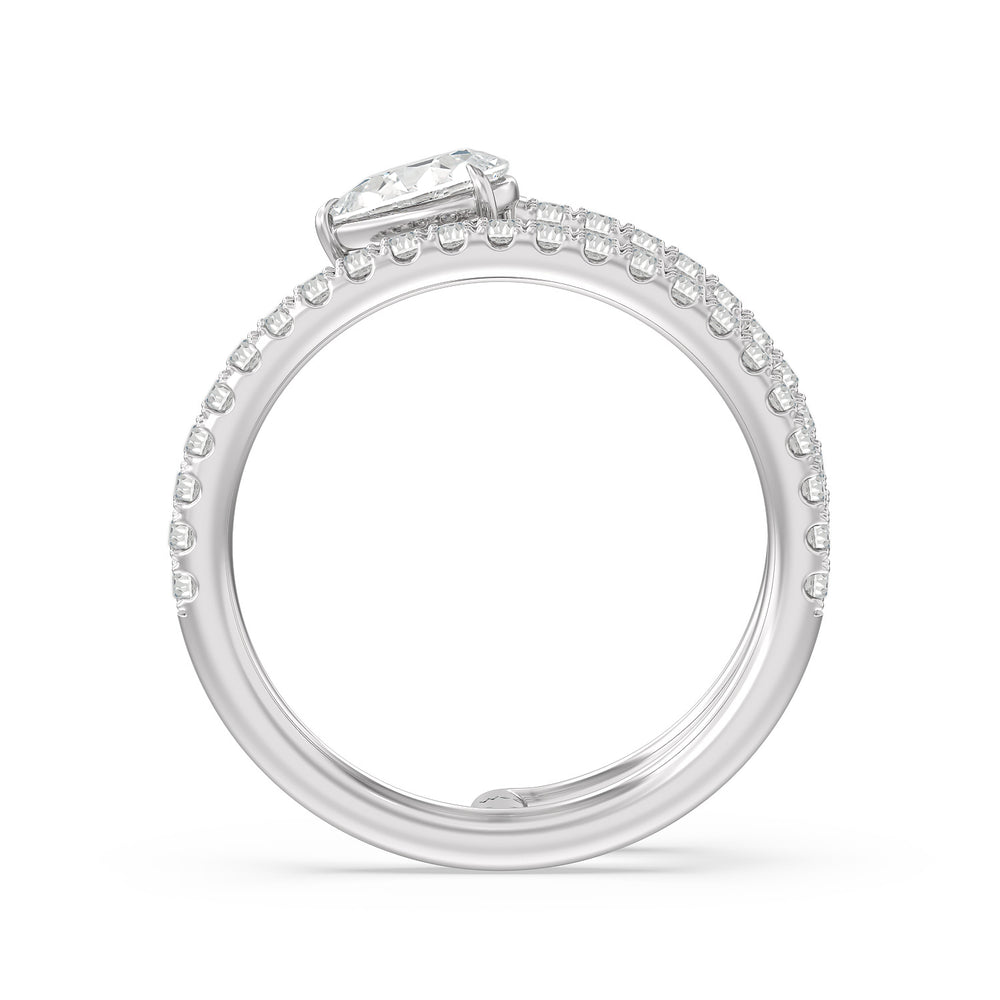 Tier and A Half Pear Ring with 14KT White Gold / Lab / 3/4 Cut Diamond in 14KT White Gold / Lab / 3/4 view 2
