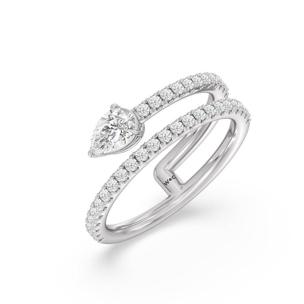 Tier and A Half Pear Ring with 14KT White Gold / Lab / 3/4 Cut Diamond in 14KT White Gold / Lab / 3/4 view 3
