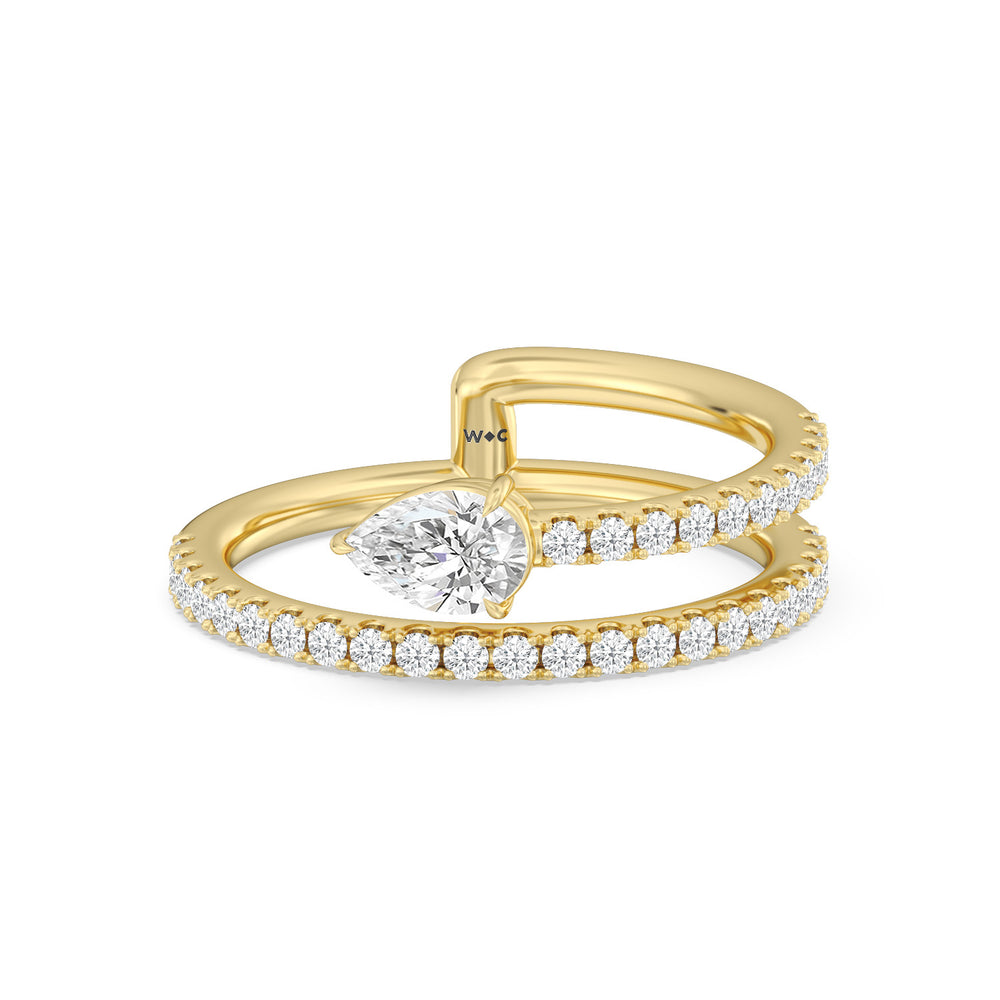 Tier and A Half Pear Ring with 14KT Yellow Gold / Lab / 3/4 Cut Diamond in 14KT Yellow Gold / Lab / 3/4 view 1
