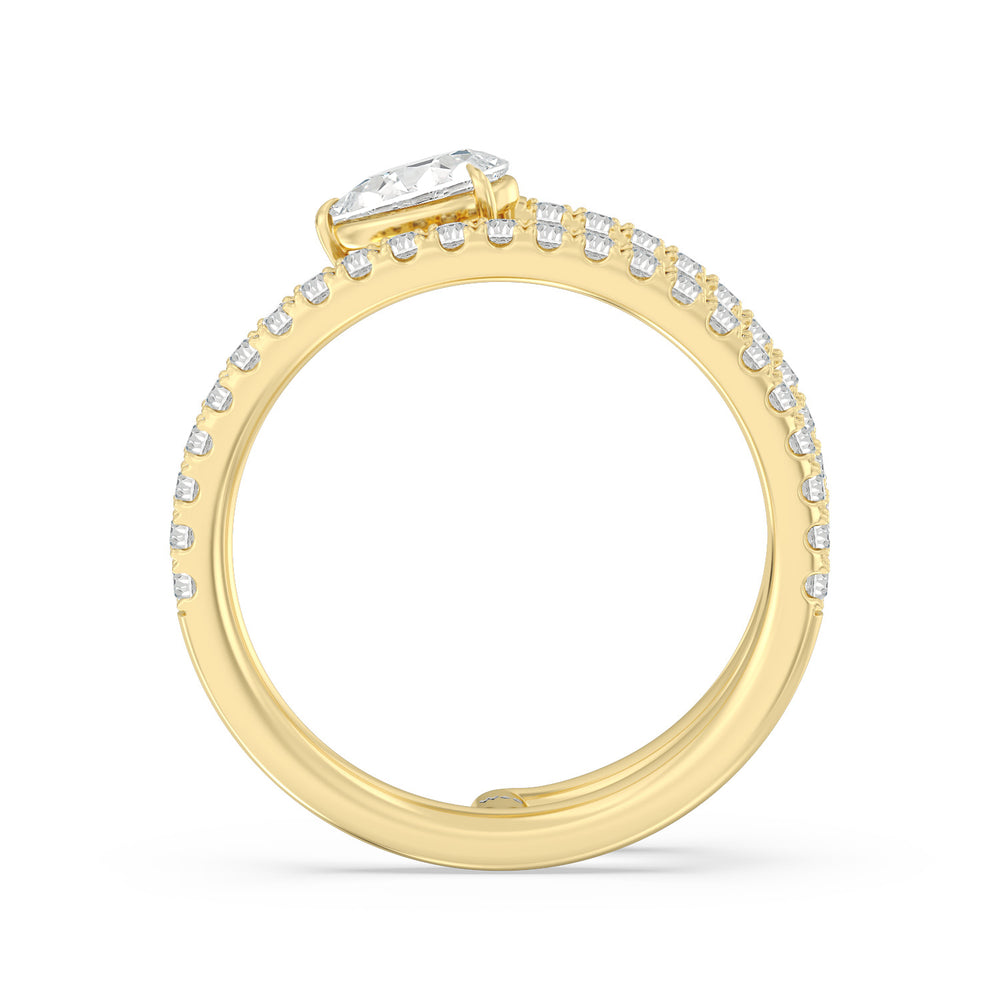 Tier and A Half Pear Ring with 14KT Yellow Gold / Lab / 3/4 Cut Diamond in 14KT Yellow Gold / Lab / 3/4 view 2

