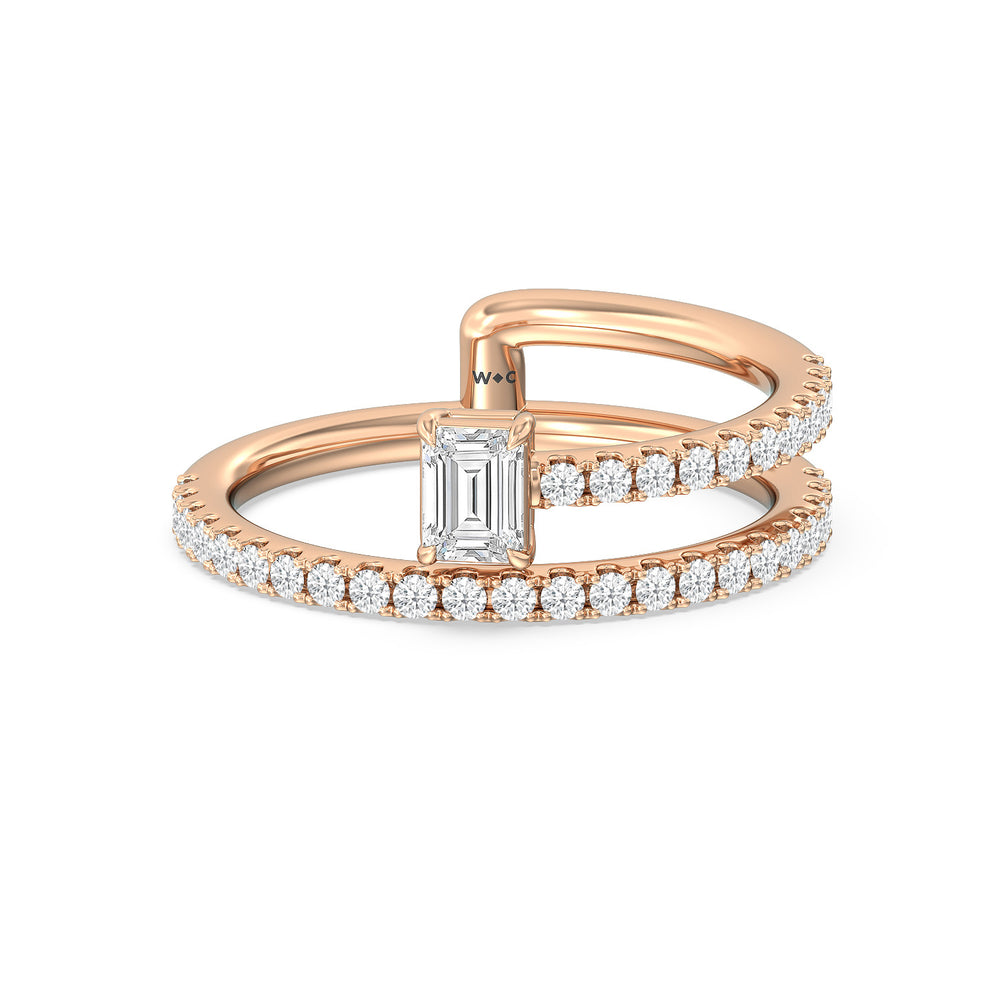 Tier and A Half Emerald Ring with 14KT Rose Gold / Lab / 3/4 Cut Diamond in 14KT Rose Gold / Lab / 3/4 view 1
