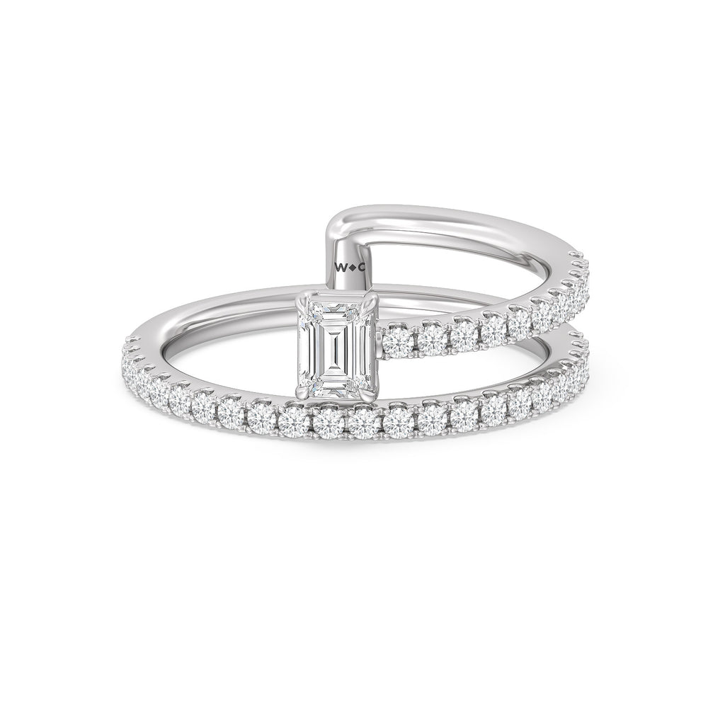 Tier and A Half Emerald Ring with 14KT White Gold / Lab / 3/4 Cut Diamond in 14KT White Gold / Lab / 3/4 view 1
