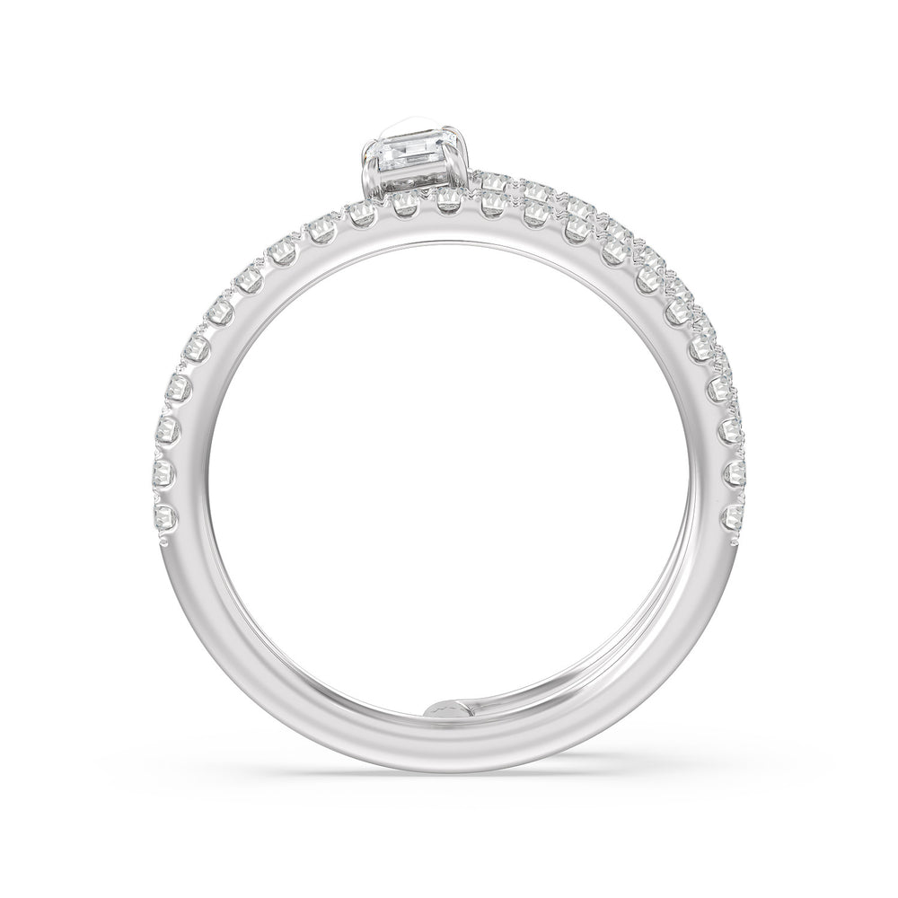 Tier and A Half Emerald Ring with 14KT White Gold / Lab / 3/4 Cut Diamond in 14KT White Gold / Lab / 3/4 view 2
