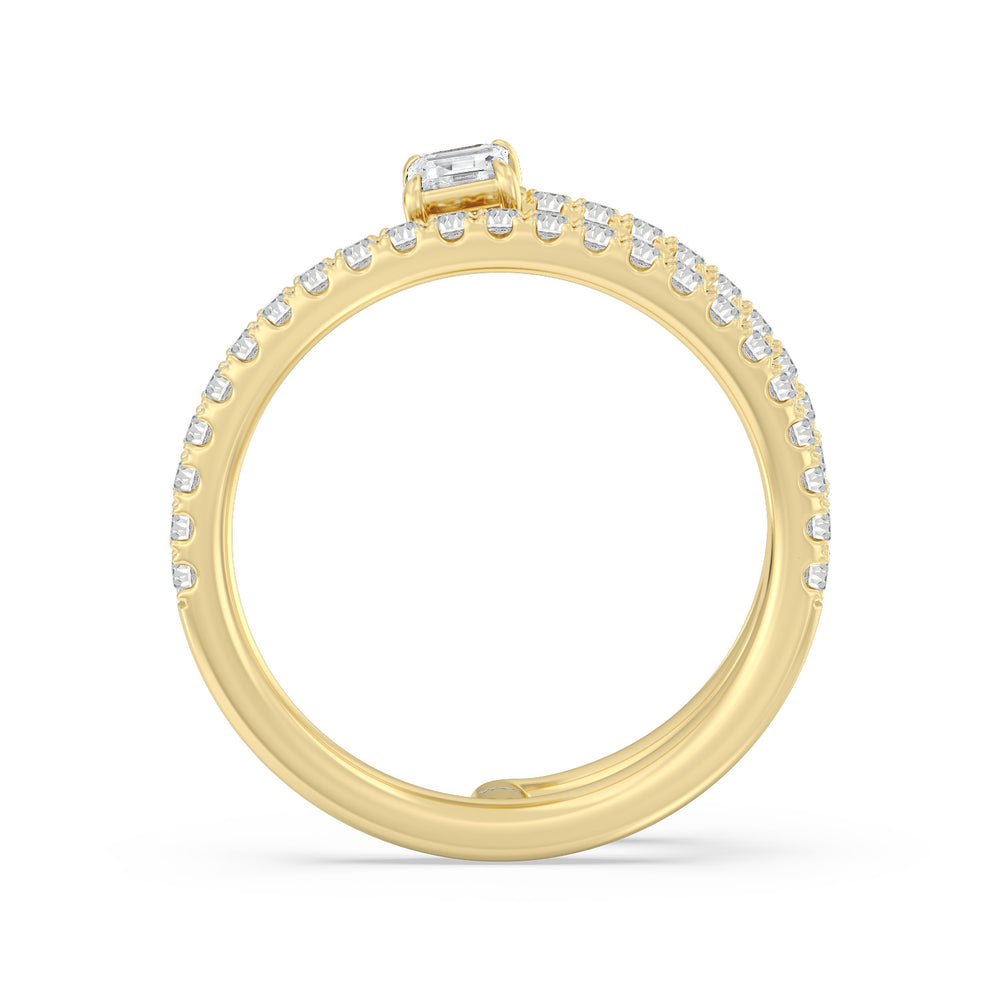 Tier and A Half Emerald Ring with 14KT Yellow Gold / Lab / 3/4 Cut Diamond in 14KT Yellow Gold / Lab / 3/4 view 2
