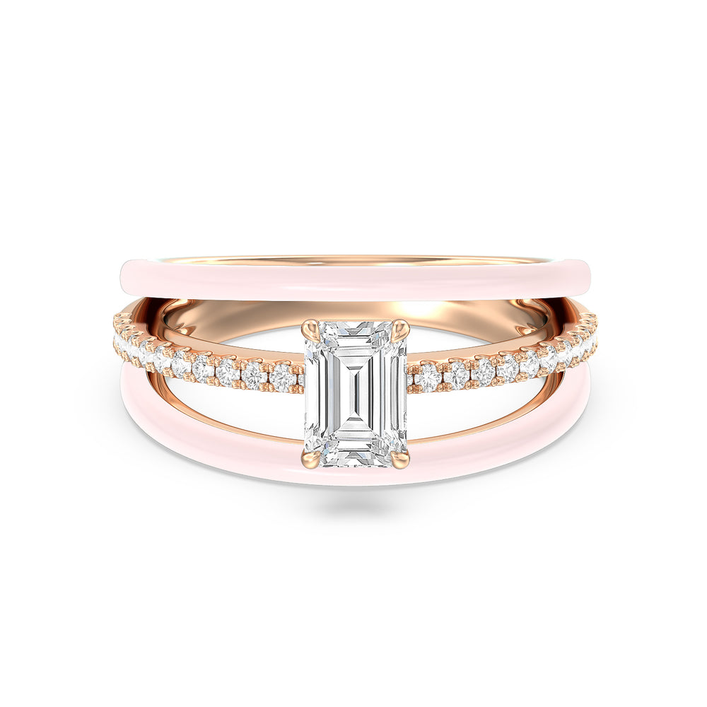 Three Layer Diamond Ring in Ceramic with 14KT Rose Gold / Lilac Blush / 1 1/5 Cut Diamond in 14KT Rose Gold / Lilac Blush / 1 1/5 view 1
