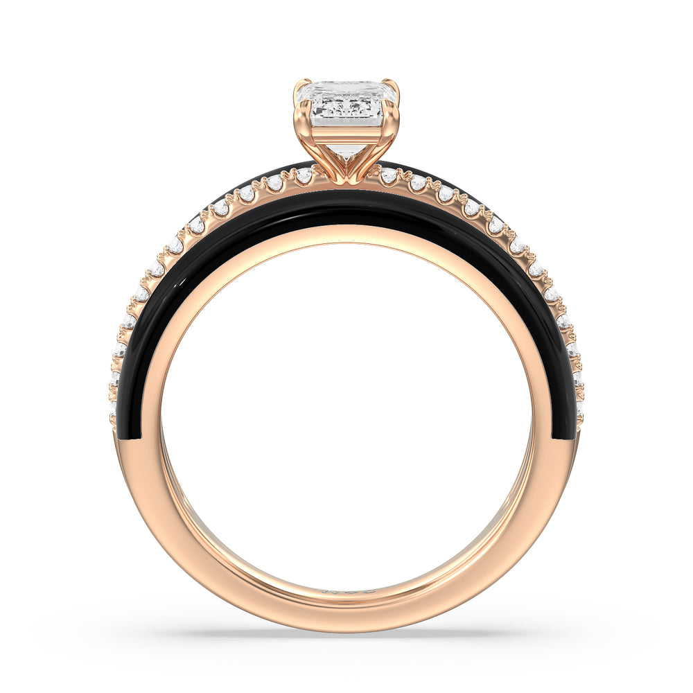 Three Layer Diamond Ring in Ceramic with 14KT Rose Gold / Midnight / 1 1/5 Cut Diamond in 14KT Rose Gold / Midnight / 1 1/5 view 2
