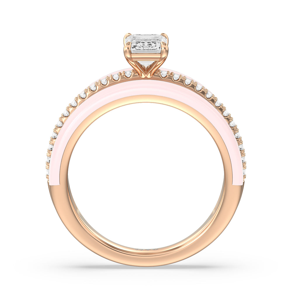 Three Layer Diamond Ring in Ceramic with 14KT Rose Gold / Lilac Blush / 1 1/5 Cut Diamond in 14KT Rose Gold / Lilac Blush / 1 1/5 view 2
