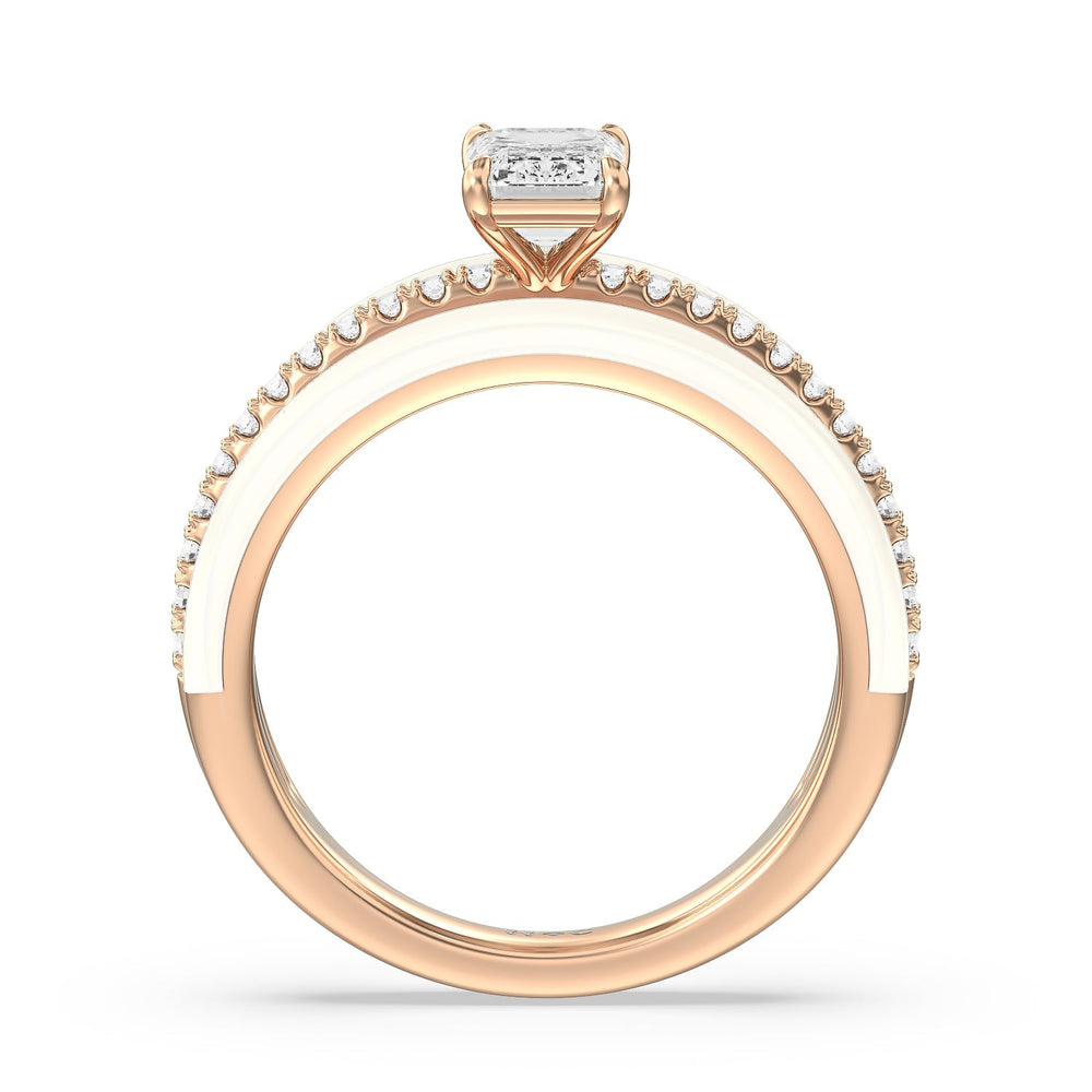 Three Layer Diamond Ring in Ceramic with 14KT Rose Gold / Frost / 1 1/5 Cut Diamond in 14KT Rose Gold / Frost / 1 1/5 view 2

