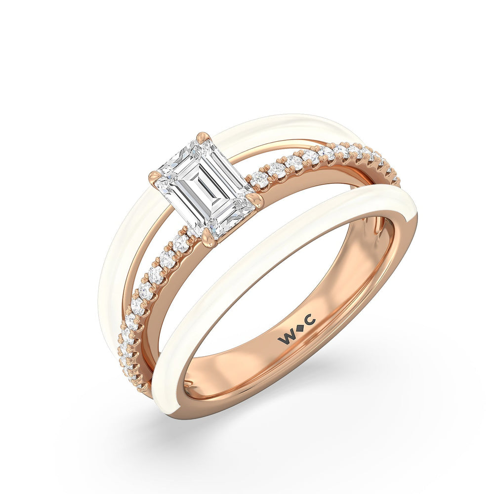 Three Layer Diamond Ring in Ceramic with 14KT Rose Gold / Frost / 1 1/5 Cut Diamond in 14KT Rose Gold / Frost / 1 1/5 view 3
