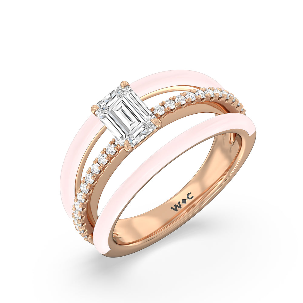 Three Layer Diamond Ring in Ceramic with 14KT Rose Gold / Lilac Blush / 1 1/5 Cut Diamond in 14KT Rose Gold / Lilac Blush / 1 1/5 view 3
