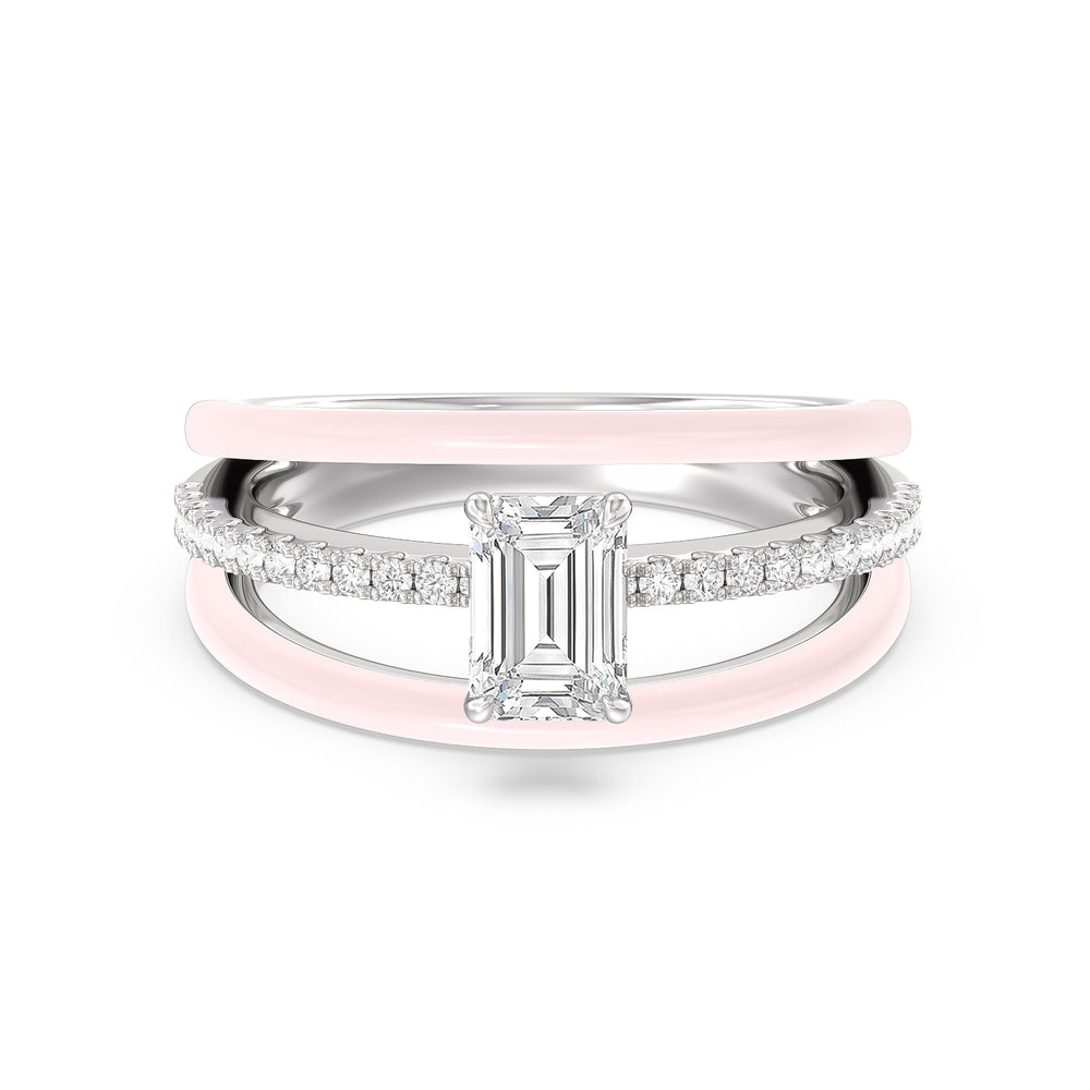 Three Layer Diamond Ring in Ceramic with 14KT White Gold / Lilac Blush / 1 1/5 Cut Diamond in 14KT White Gold / Lilac Blush / 1 1/5 view 1

