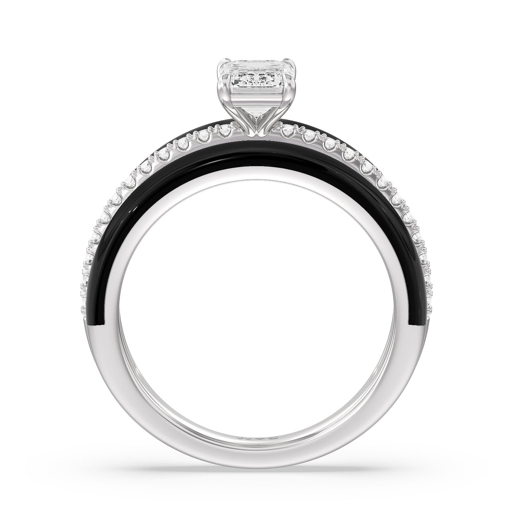 Three Layer Diamond Ring in Ceramic with 14KT White Gold / Midnight / 1 1/5 Cut Diamond in 14KT White Gold / Midnight / 1 1/5 view 2
