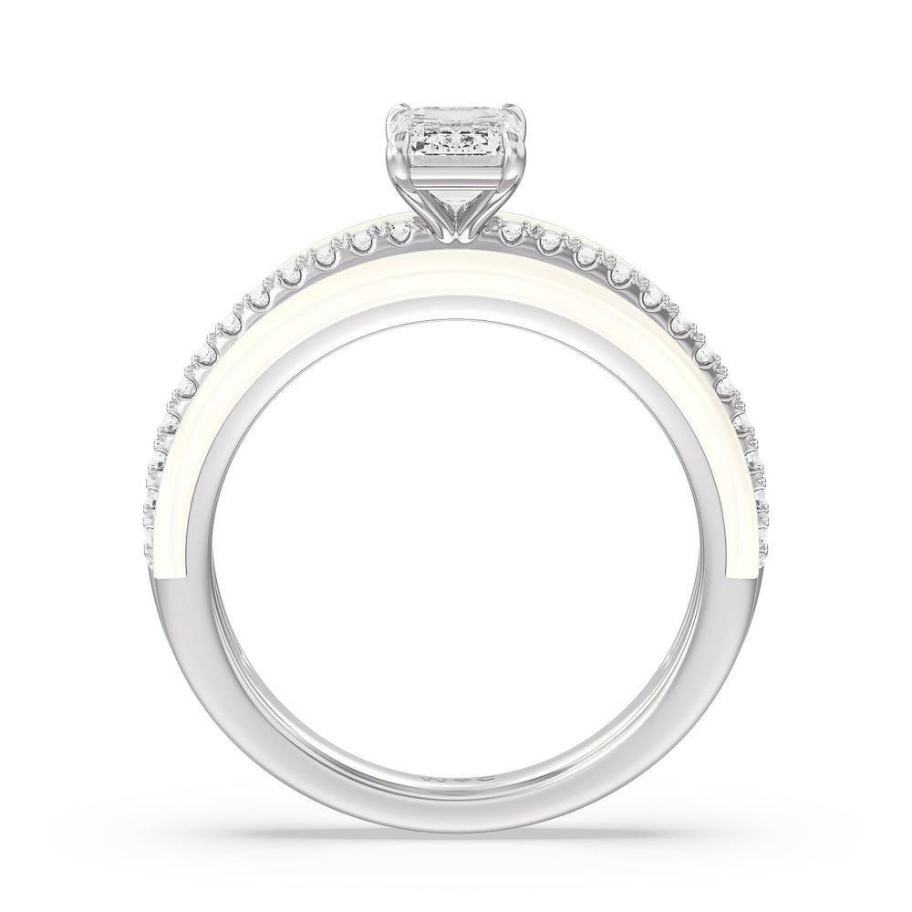 Three Layer Diamond Ring in Ceramic with 14KT White Gold / Frost / 1 1/5 Cut Diamond in 14KT White Gold / Frost / 1 1/5 view 2

