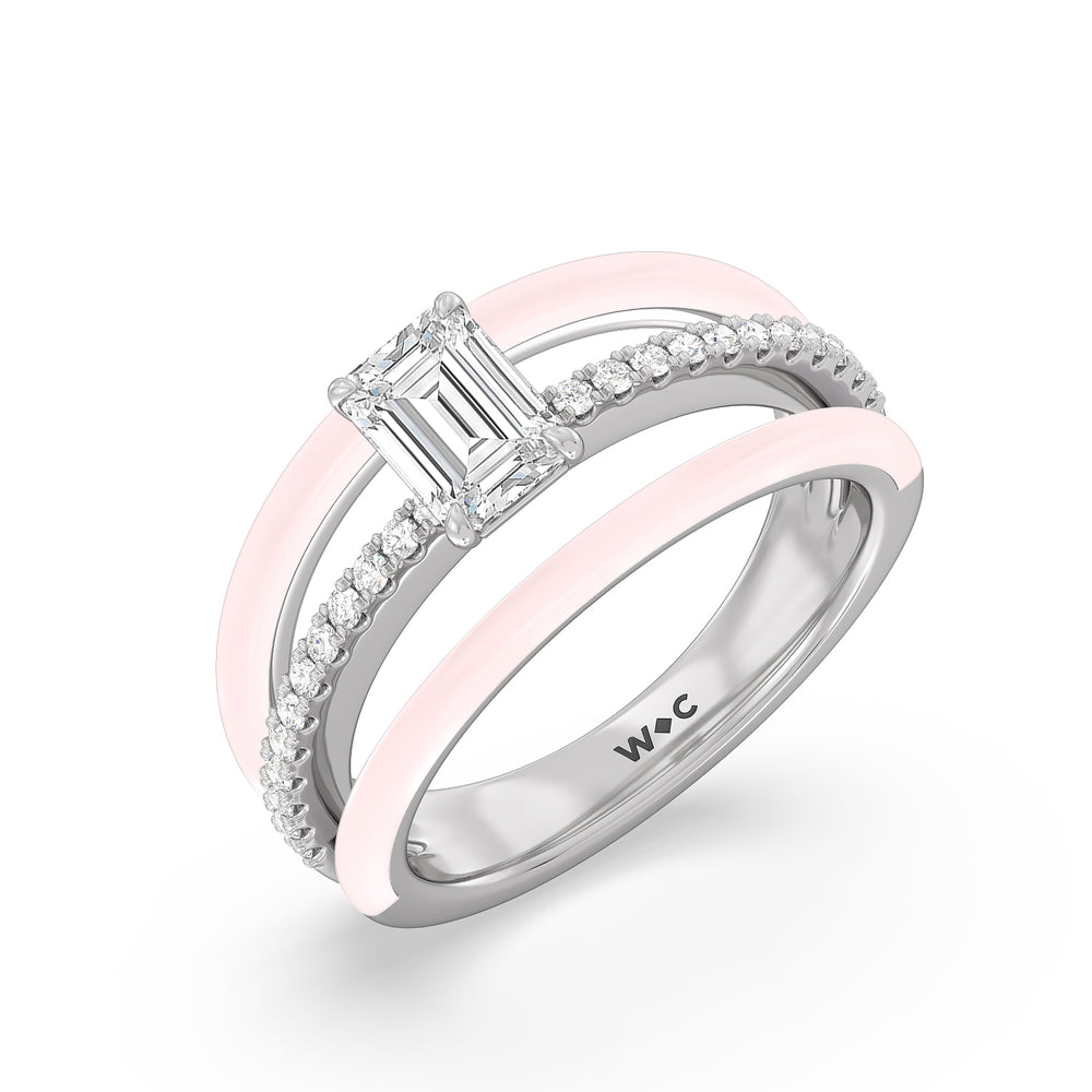 Three Layer Diamond Ring in Ceramic with 14KT White Gold / Lilac Blush / 1 1/5 Cut Diamond in 14KT White Gold / Lilac Blush / 1 1/5 view 3
