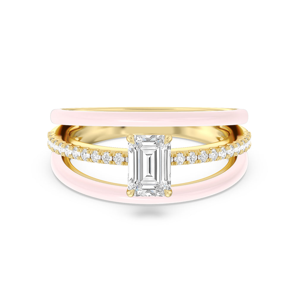 Three Layer Diamond Ring in Ceramic with 14KT Yellow Gold / Lilac Blush / 1 1/5 Cut Diamond in 14KT Yellow Gold / Lilac Blush / 1 1/5 view 1
