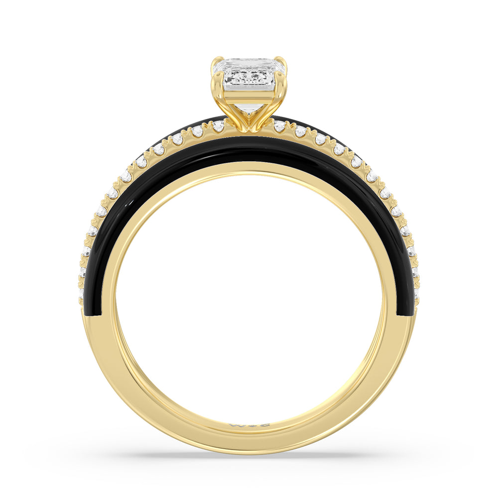 Three Layer Diamond Ring in Ceramic with 14KT Yellow Gold / Midnight / 1 1/5 Cut Diamond in 14KT Yellow Gold / Midnight / 1 1/5 view 2
