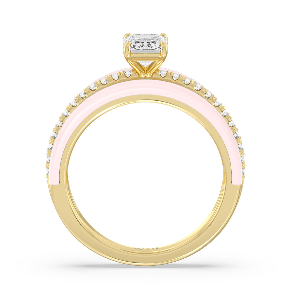 Three Layer Diamond Ring in Ceramic with 14KT Yellow Gold / Lilac Blush / 1 1/5 Cut Diamond in 14KT Yellow Gold / Lilac Blush / 1 1/5 view 2
