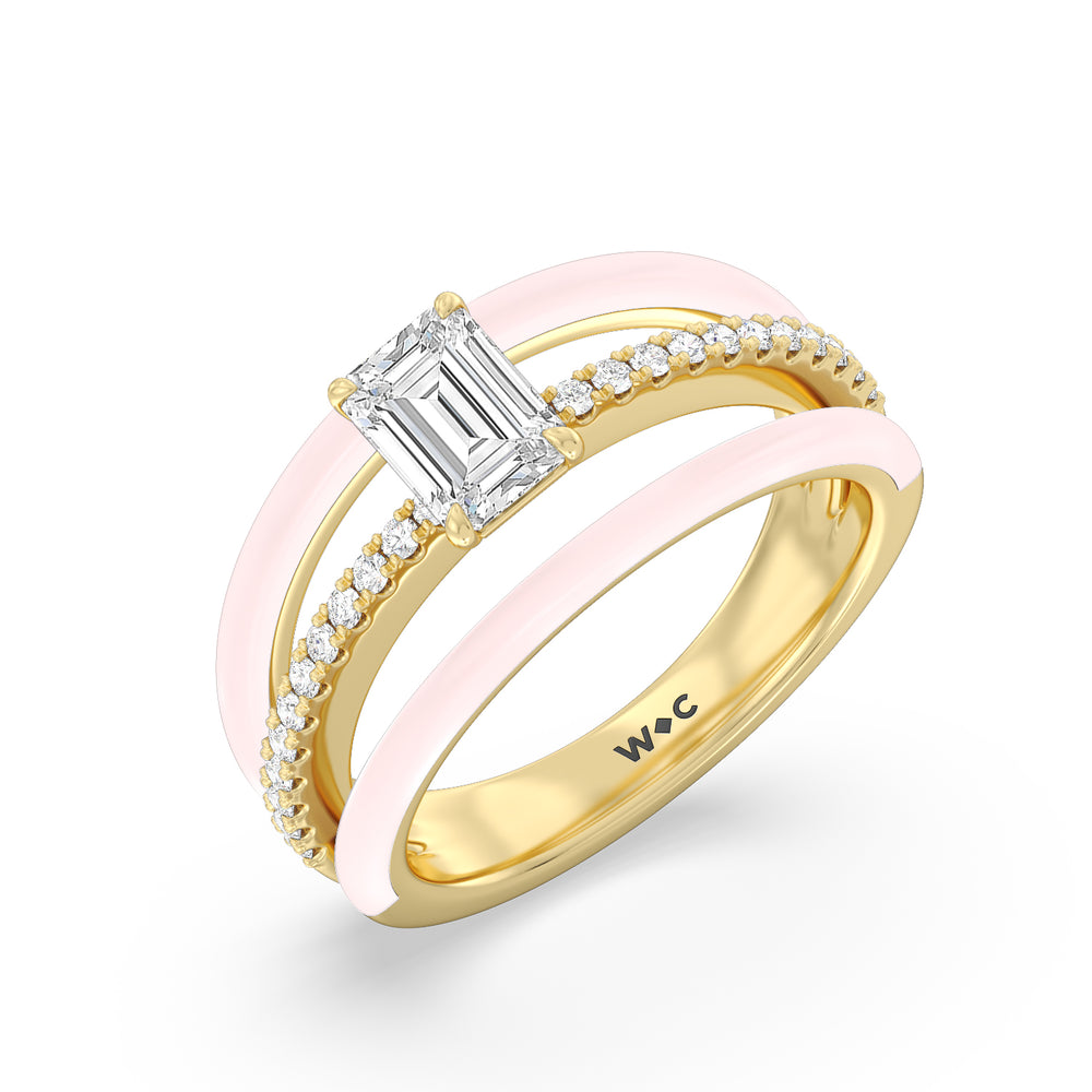 Three Layer Diamond Ring in Ceramic with 14KT Yellow Gold / Lilac Blush / 1 1/5 Cut Diamond in 14KT Yellow Gold / Lilac Blush / 1 1/5 view 3
