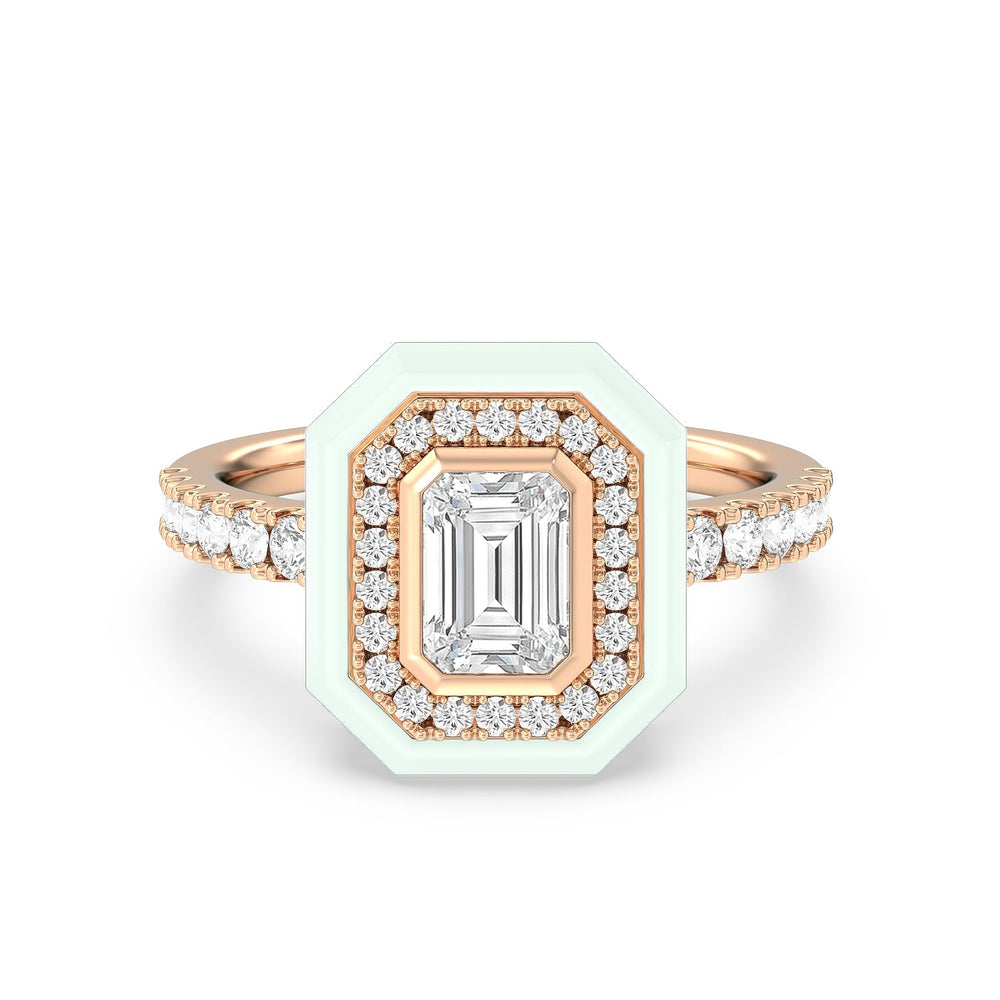 Accent Emerald Diamond Ring in Ceramic with 14KT Rose Gold / Honeydew / 1 3/8 Cut Diamond in 14KT Rose Gold / Honeydew / 1 3/8 view 1
