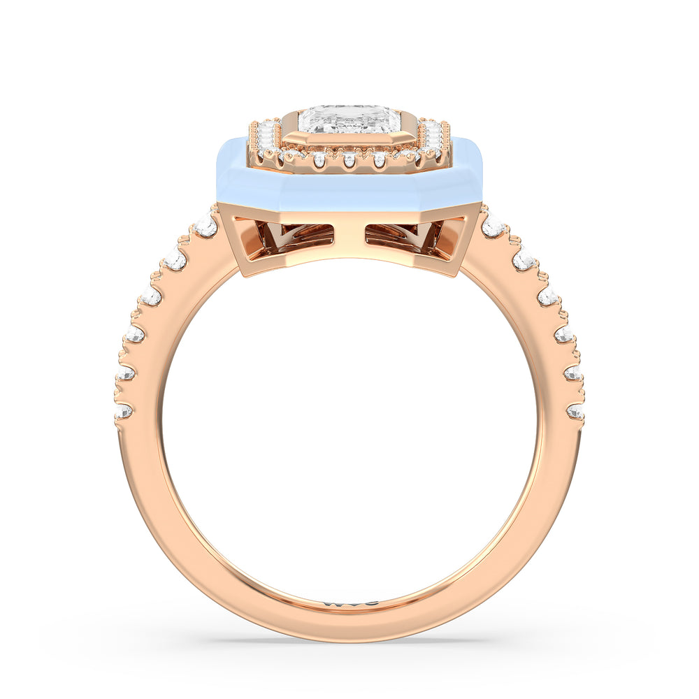 Accent Emerald Diamond Ring in Ceramic with 14KT Rose Gold / Mist / 1 3/8 Cut Diamond in 14KT Rose Gold / Mist / 1 3/8 view 2
