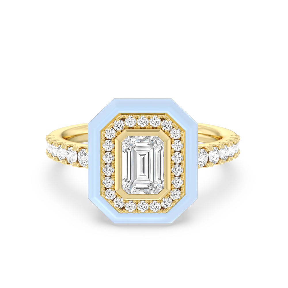 Accent Emerald Diamond Ring in Ceramic with 14KT Yellow Gold / Mist / 1 3/8 Cut Diamond in 14KT Yellow Gold / Mist / 1 3/8 view 1
