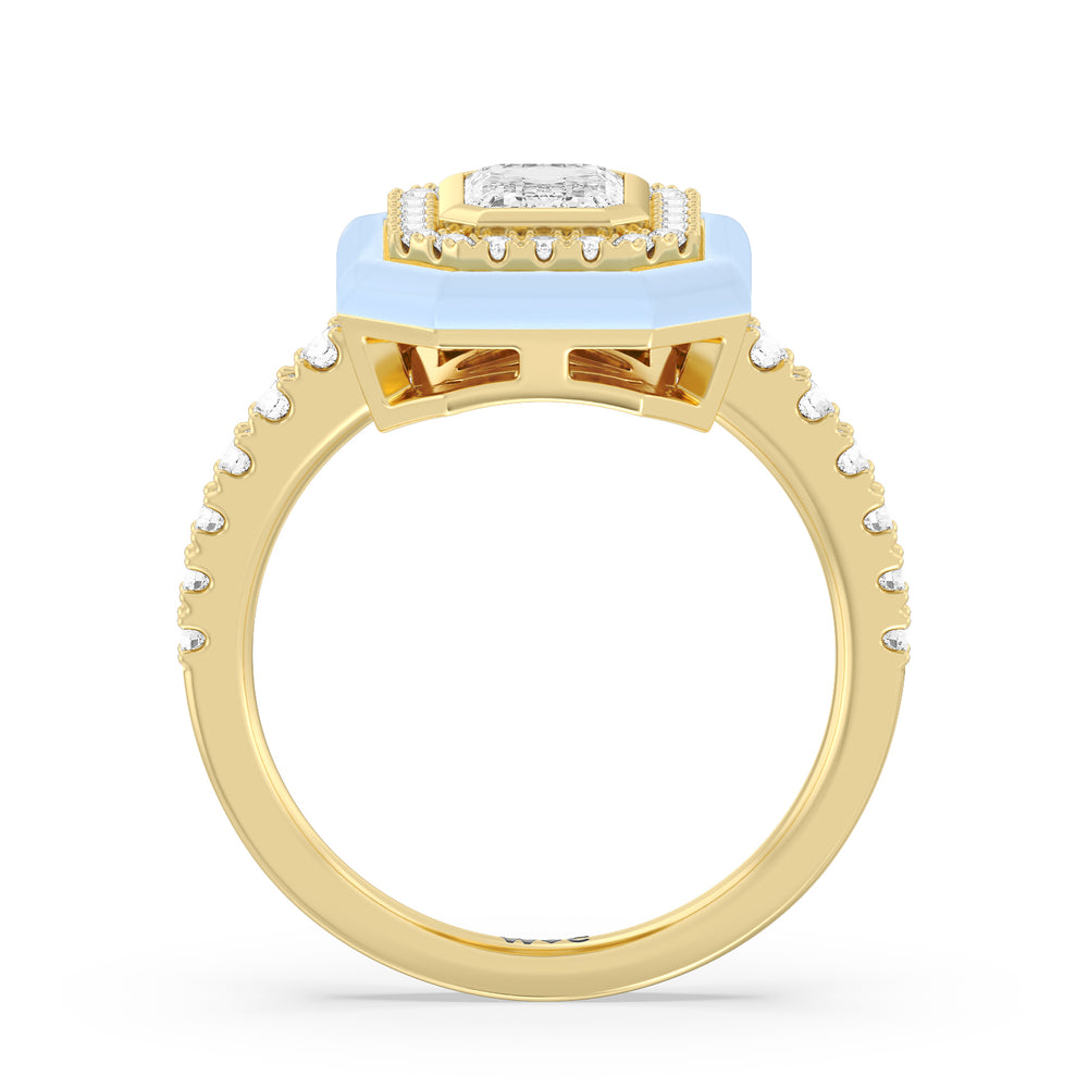 Accent Emerald Diamond Ring in Ceramic with 14KT Yellow Gold / Mist / 1 3/8 Cut Diamond in 14KT Yellow Gold / Mist / 1 3/8 view 2
