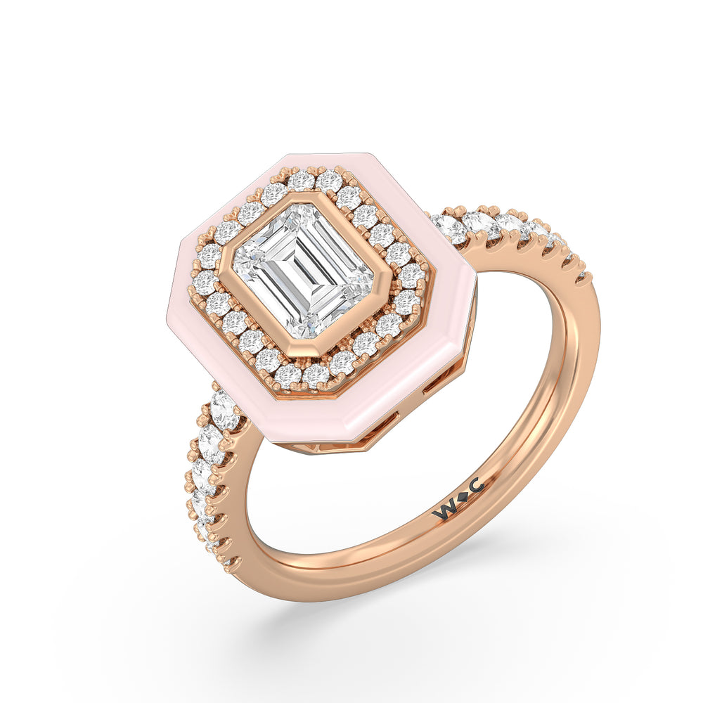 Accent Emerald Diamond Ring in Ceramic with 14KT Yellow Gold / Lilac Blush / 1 3/8 Cut Diamond in 14KT Yellow Gold / Lilac Blush / 1 3/8 view 3
