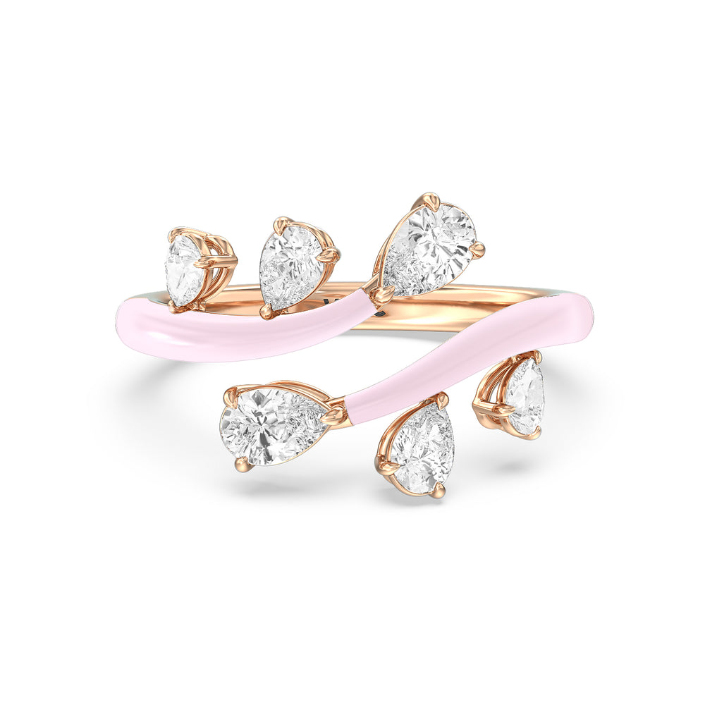 Swirl Diamond Split Ring in Ceramic with 14KT Rose Gold / Lavender Rose / 1 Cut Diamond in 14KT Rose Gold / Lavender Rose / 1 view 1
