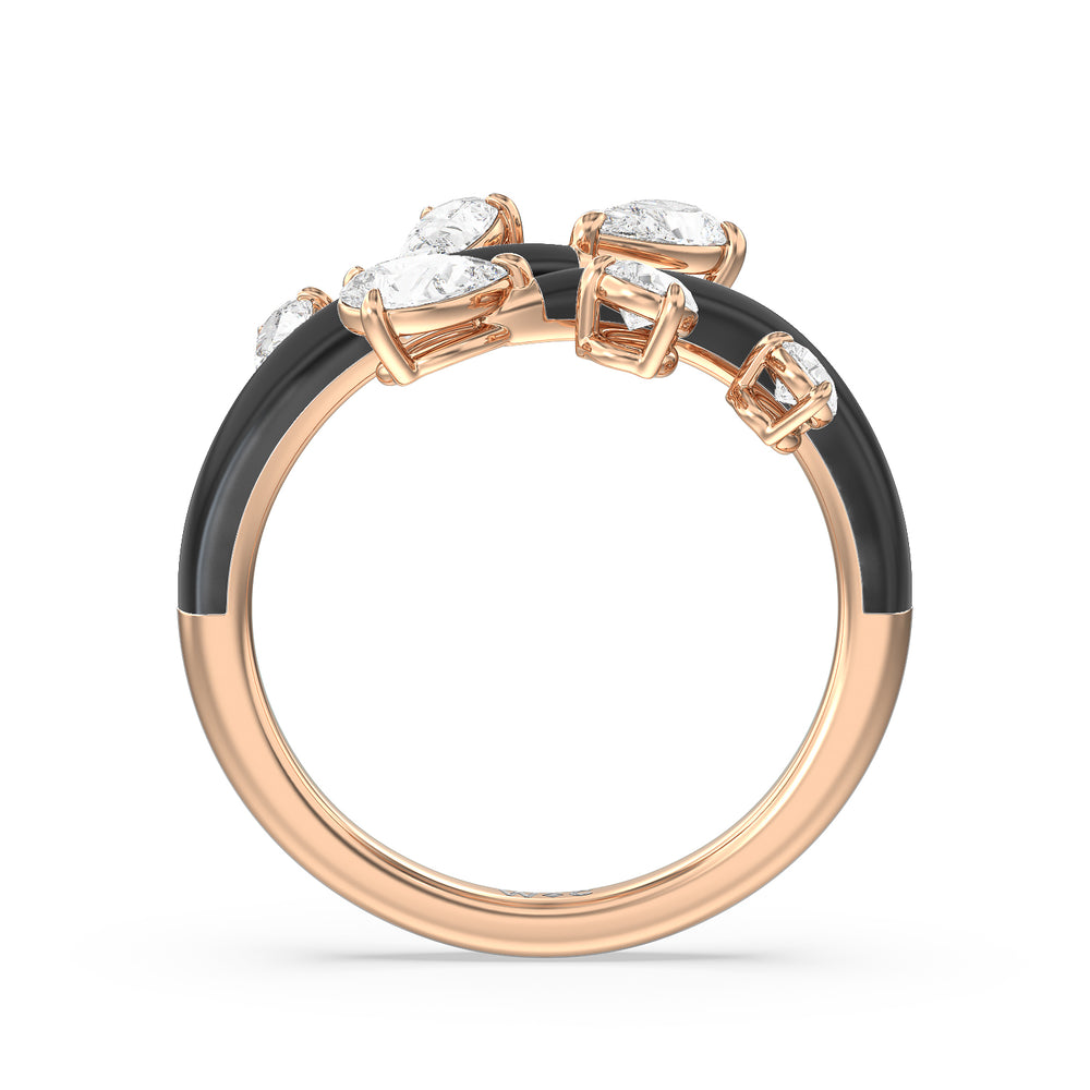 Swirl Diamond Split Ring in Ceramic with 14KT Rose Gold / Midnight / 1 Cut Diamond in 14KT Rose Gold / Midnight / 1 view 2

