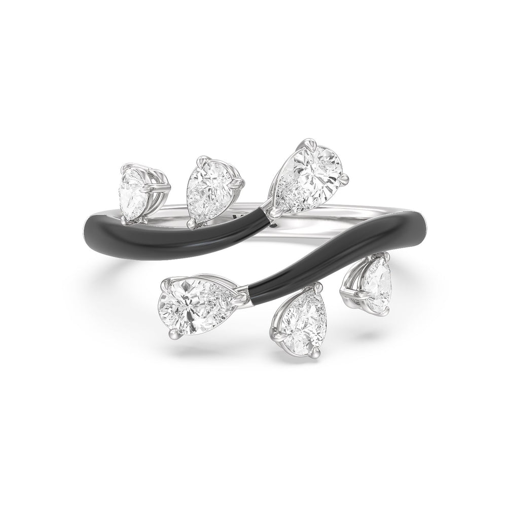 Swirl Diamond Split Ring in Ceramic with Sterling Silver / Midnight / 1 Cut Diamond in 14KT Sterling Silver / Midnight / 1 view 1
