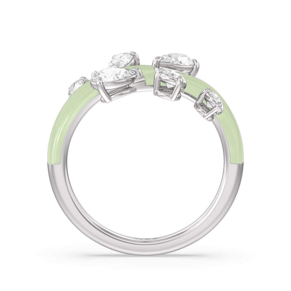 Swirl Diamond Split Ring in Ceramic with Sterling Silver / Olive / 1 Cut Diamond in 14KT Sterling Silver / Olive / 1 view 2
