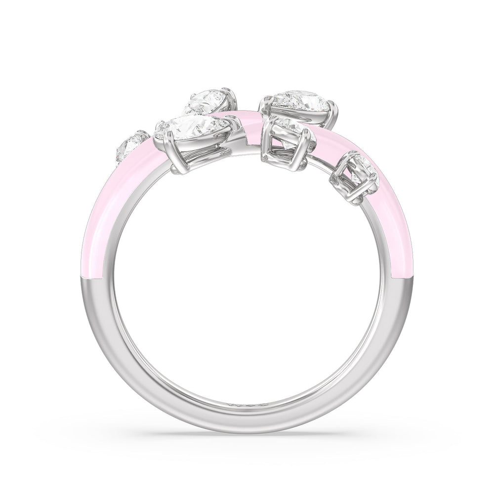 Swirl Diamond Split Ring in Ceramic with Sterling Silver / Lavender Rose / 1 Cut Diamond in 14KT Sterling Silver / Lavender Rose / 1 view 3
