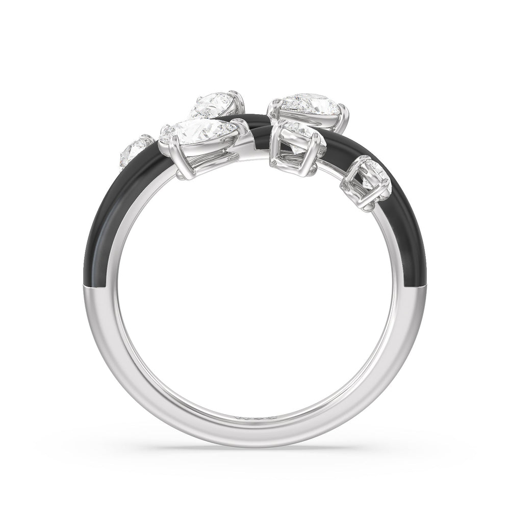 Swirl Diamond Split Ring in Ceramic with Sterling Silver / Midnight / 1 Cut Diamond in 14KT Sterling Silver / Midnight / 1 view 2
