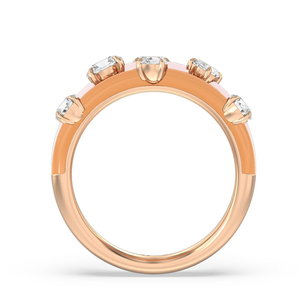 Stacked Mixed Shape Ring in Ceramic with 14KT Rose Gold / Lab / 1 5/8 Cut Diamond in 14KT Rose Gold / Lab / 1 5/8 view 2
