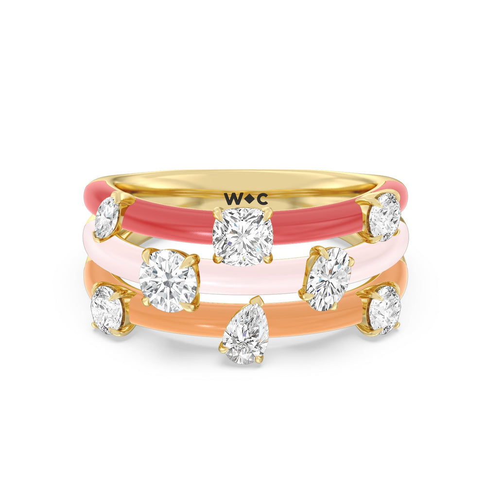 Stacked Mixed Shape Ring in Ceramic with 14KT Yellow Gold / Lab / 1 5/8 Cut Diamond in 14KT Yellow Gold / Lab / 1 5/8 view 1
