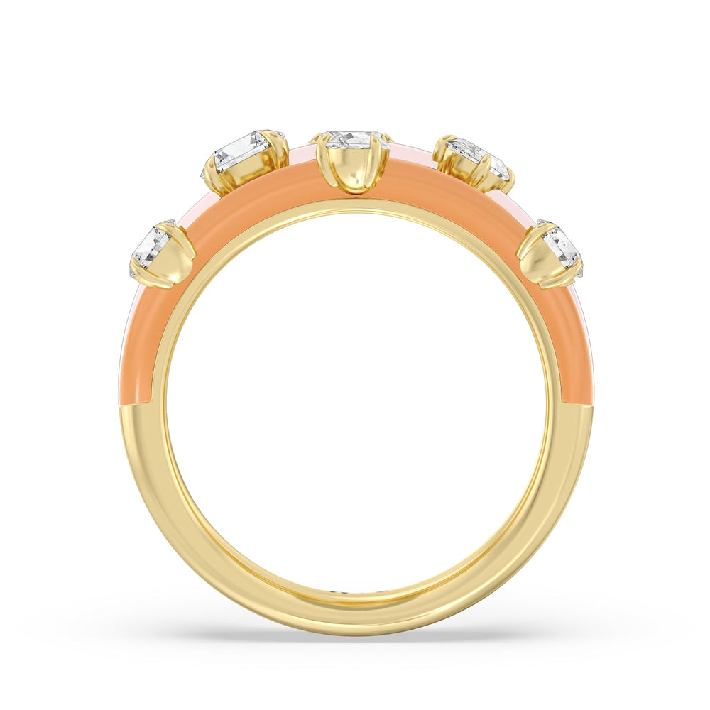 Stacked Mixed Shape Ring in Ceramic with 14KT Yellow Gold / Lab / 1 5/8 Cut Diamond in 14KT Yellow Gold / Lab / 1 5/8 view 2
