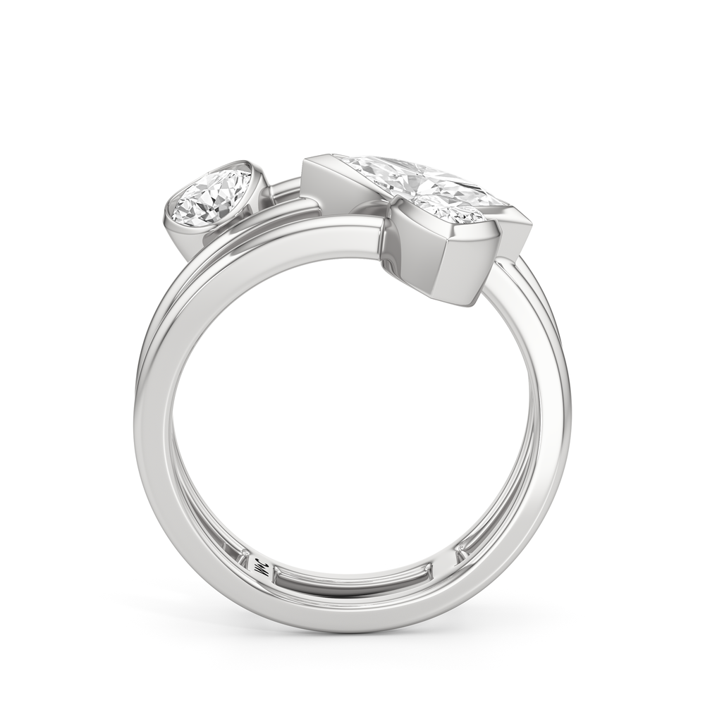 The Aria Ring with 14KT White Gold / Lab / 2 Cut Diamond in 14KT White Gold / Lab / 2 view 2
