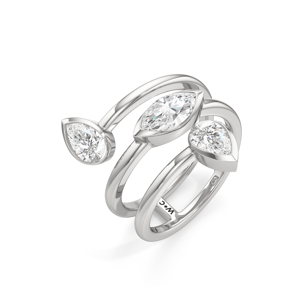 The Aria Ring with 14KT White Gold / Lab / 2 Cut Diamond in 14KT White Gold / Lab / 2 view 3
