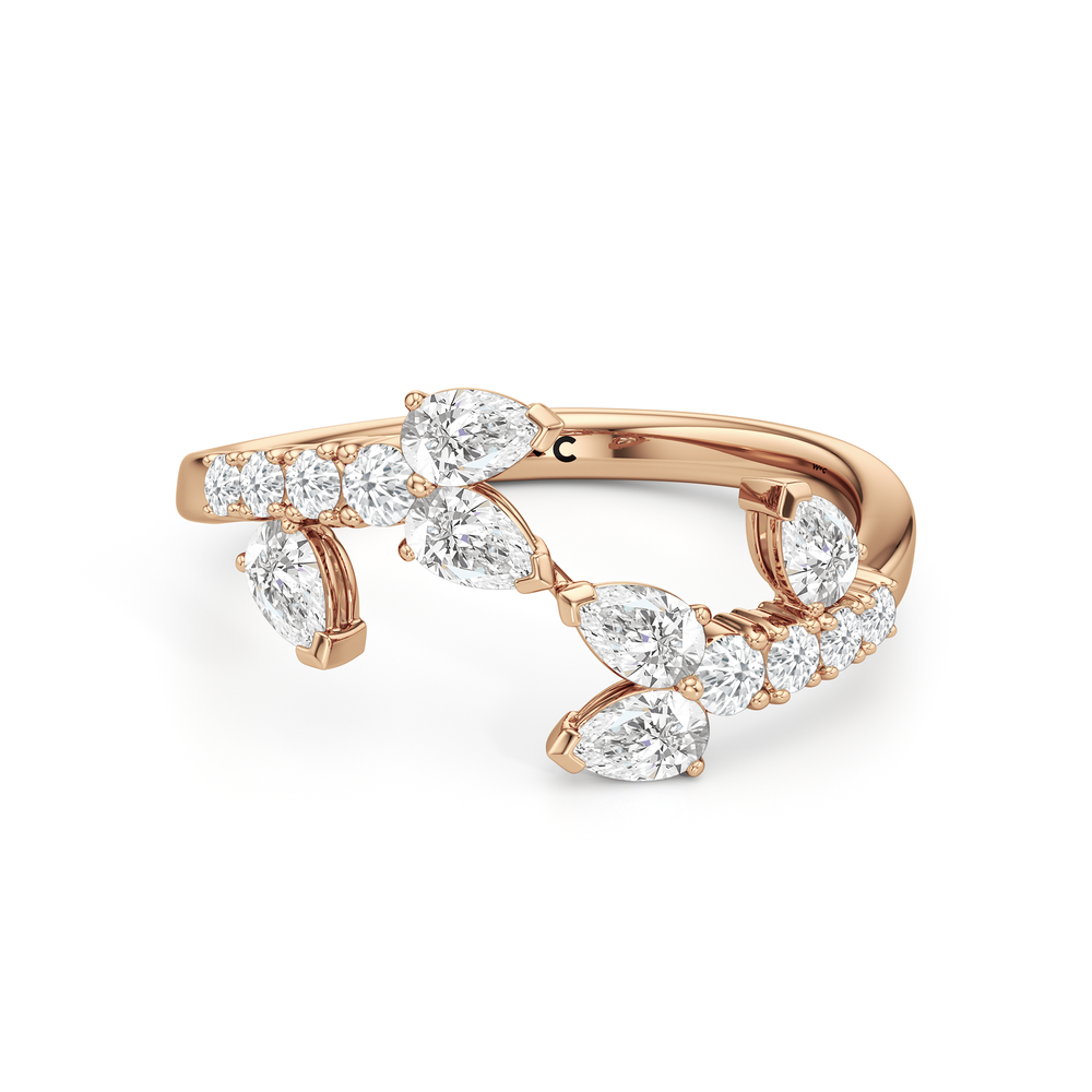 The Vine Curve Ring with 14KT Rose Gold / Lab / 3/4 Cut Diamond in 14KT Rose Gold / Lab / 3/4 view 1
