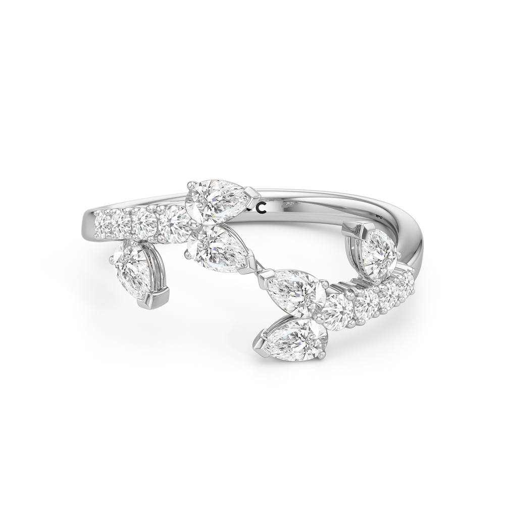 The Vine Curve Ring with 14KT White Gold / Lab / 3/4 Cut Diamond in 14KT White Gold / Lab / 3/4 view 1
