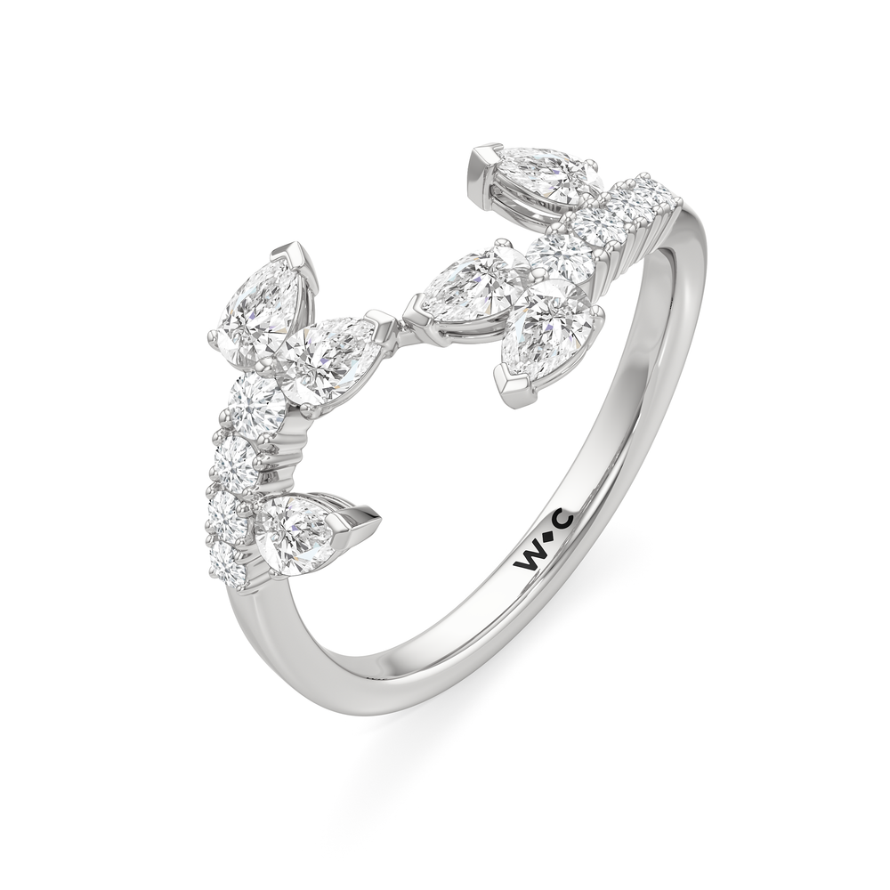 The Vine Curve Ring with 14KT White Gold / Lab / 3/4 Cut Diamond in 14KT White Gold / Lab / 3/4 view 3
