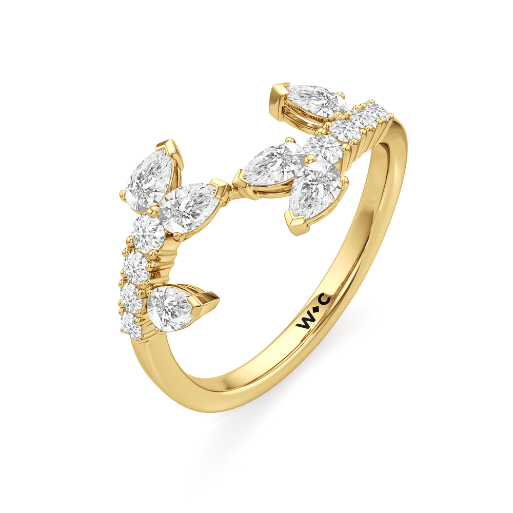 The Vine Curve Ring with 14KT Yellow Gold / Lab / 3/4 Cut Diamond in 14KT Yellow Gold / Lab / 3/4 view 3
